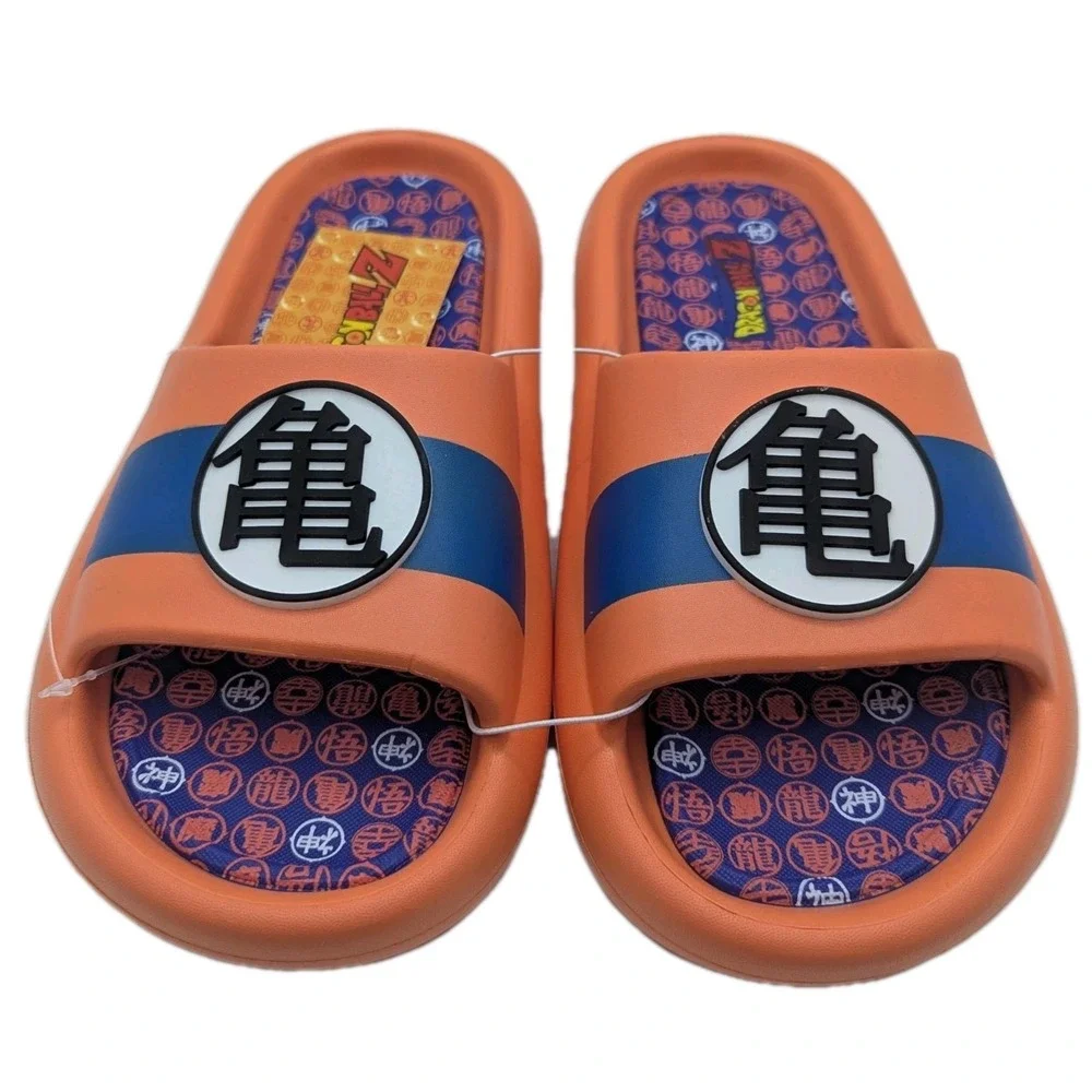 Dragon Ball Z Kame Symbol Slide Sandals Mens Size 9 Cloud Comfort Foam Orange
